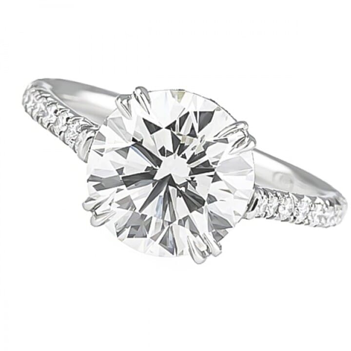 3.01ct Round Diamond Platinum Cathedral Engagement Ring angle