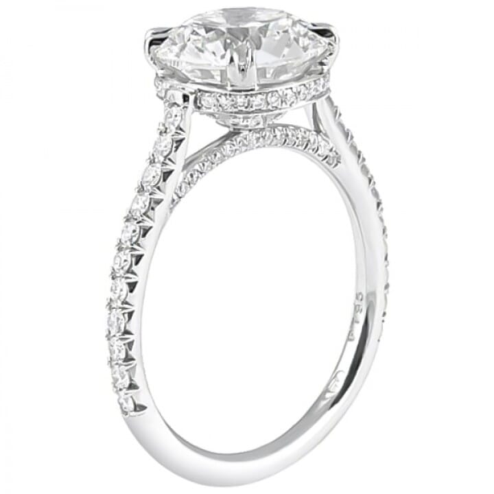 3.01ct Round Diamond Platinum Cathedral Engagement Ring angle