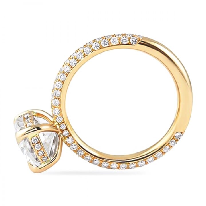 Oval Moissanite Three-Row Band Rose Gold Ring angle