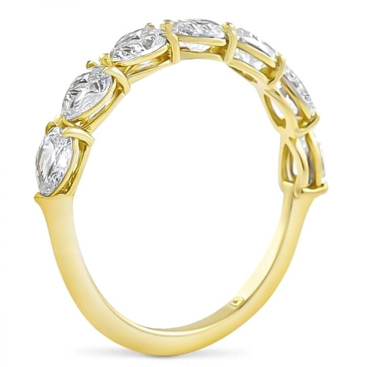 pear shape east west wedding band yellow gold side view