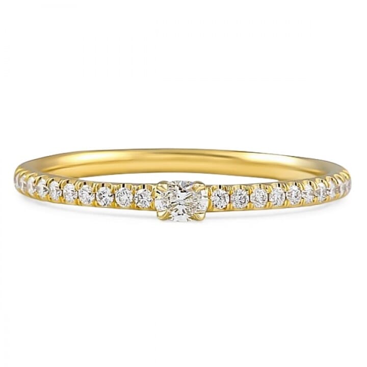 Mini Oval Yellow Gold Super Stacking Ring flat