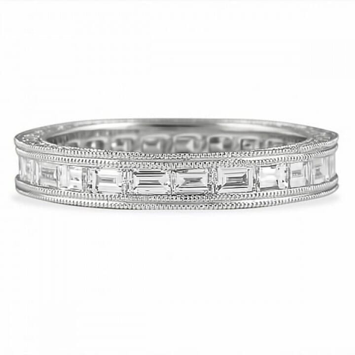 Round and Baguette Two-Row Eternity Band | White Gold | by Lauren B Jewelry