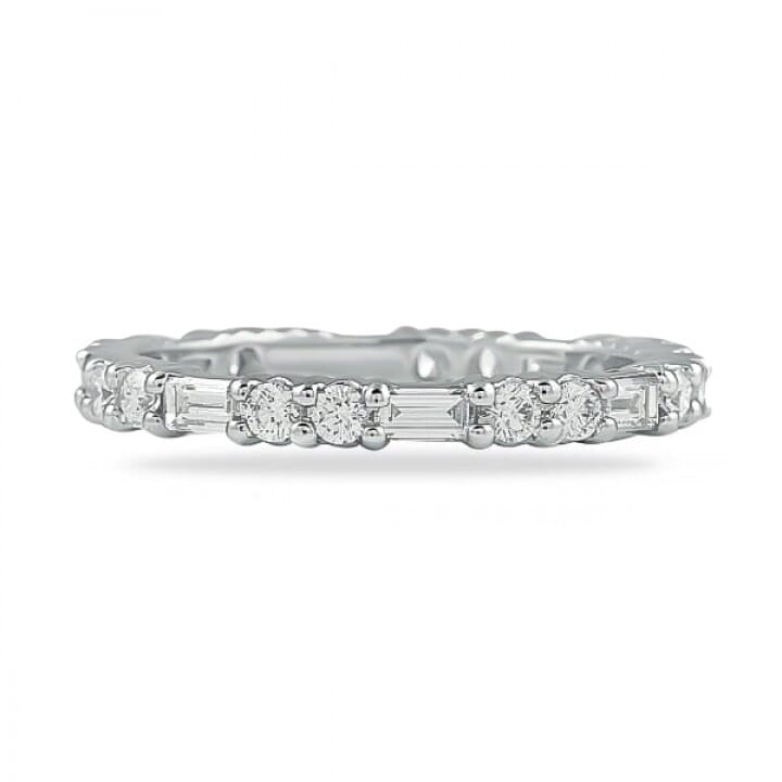 .90ct Round and Baguette Diamond Shared Prong Eternity Band flat