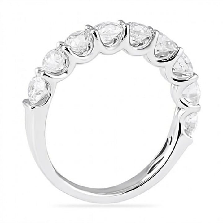 1.8 carat Round Diamond U-Shape Halfway Wedding Band flat