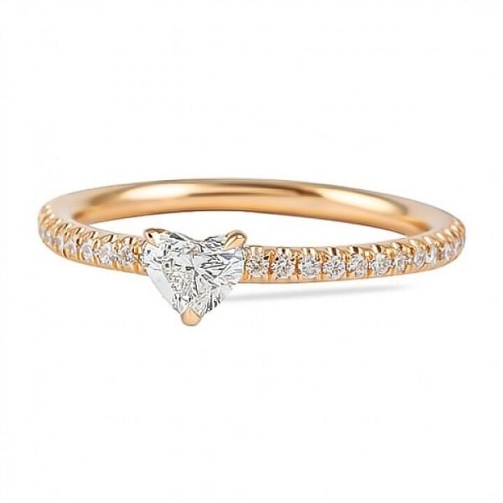 .30 ct Heart Shape Diamond Rose Gold Super Stackable Ring flat