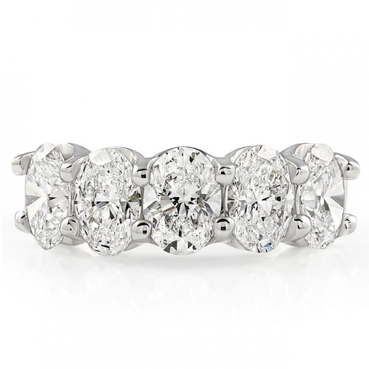 3 Carat Oval Lab Diamond 5-Stone U-Shape Ring | Lauren B Jewelry