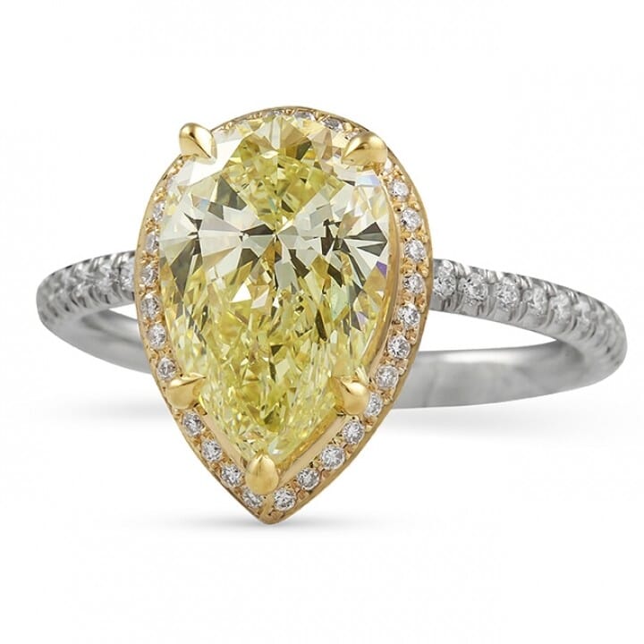 pear shape yellow diamond engagement ring