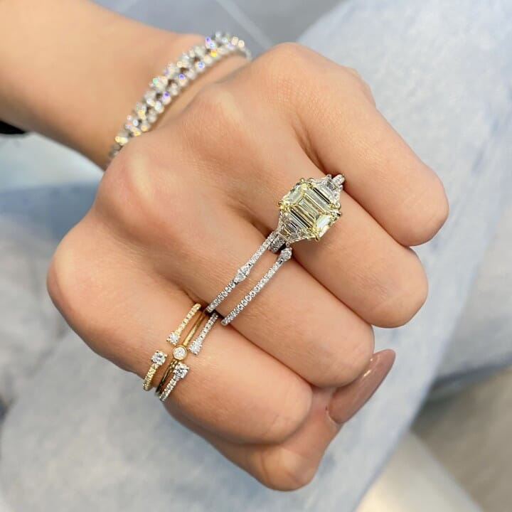 Diamond Tipped Cuff Ring white gold