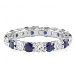 Sapphire and Diamond Shared Prong Eternity Band