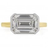 3.66 carat Emerald Cut Lab Diamond Bezel Set Ring
