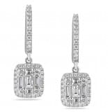Baguette and Round Diamond Drop Earrings