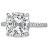 4.39 carat Antique Cushion Diamond Engagement Ring