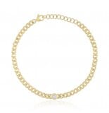 Bezel Diamond Chain Link Bracelet 