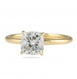 1.60 Carat Cushion Cut Diamond Yellow Gold Solitaire Engagement Ring