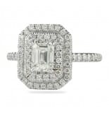0.70 Carat Emerald Cut Diamond Double Halo Engagement Ring