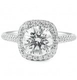 1.70 ct Round Diamond in Cushion Halo Engagement Ring