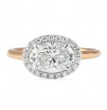 1.30 Carat Oval Diamond East-West Halo Engagement Ring