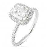 1.30 Carat Cushion Diamond Double-Edge Halo Engagement Ring
