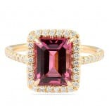 Tourmaline and Diamond Rose Gold Halo Ring