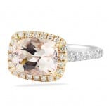 Morganite and Diamond East-West Halo Ring