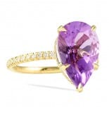 Amethyst Pear and Diamond Yellow Gold Ring