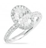 1.51 Carat Oval Diamond Halo Engagement Ring With Three-Row Band