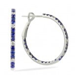 Inside-Out Diamond & Sapphire Hoop Earrings in 18K White Gold