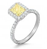 1.01 Carat Yellow Diamond Radiant Cut Fishtail Halo Ring