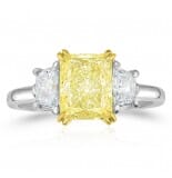 2.57ct Yellow Diamond Three-Stone Radiant Cut Ring