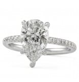 2.10 carat Pear Shape Lab Diamond Pave Engagement Ring
