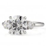 2.76 carat Round Lab Diamond Three Stone Engagement Ring 