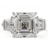 6.51 carat Asscher Cut Lab Diamond Three Stone Engagement Ring