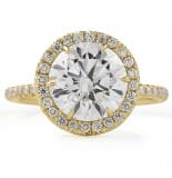 3.36 carat Round Lab Diamond Yellow Gold Halo Engagement Ring