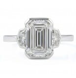 3.02 carat Emerald Cut Lab Diamond Bezel Set Three-Stone Ring