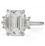4.06 carat Emerald Lab Diamond Three Stone Engagement Ring