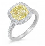 2.29 Carat Yellow Diamond Round Cut Halo Engagement Ring