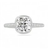 1.80 Carat Cushion Cut Diamond Bezel Set Engagement Ring