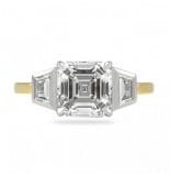 2.20 carat Asscher Cut Diamond Three-Stone Bezel Engagement Ring