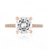 Cushion Moissanite Rose Gold Pave Prong Engagement Ring