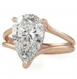 3 carat Lab Grown Pear Shape Diamond Split Band Engagement Ring