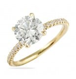 1.51 Carat Round Diamond Yellow Gold Pave Engagement Ring