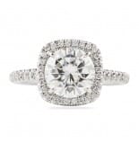 Round Moissanite In Cushion Halo Engagement Ring