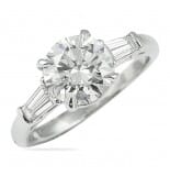 1.90 Carat Round Diamond Platinum Three-Stone Engagement Ring