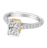 1.20 Carat Radiant Cut Diamond Triple-Row Engagement Ring