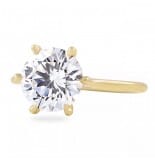 3 carat Round Diamond Yellow Gold Solitaire Six-Prong Ring