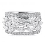 East-West Marquise and Pave Round Diamond Wide Wedding Band