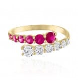 Graduated Diamond and Ruby Wrap Ring