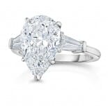 4.06 ct Pear Shape Diamond Three-Stone Engagement Ring