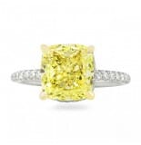 4.01ct Fancy Intense Yellow Cushion Diamond Engagement Ring