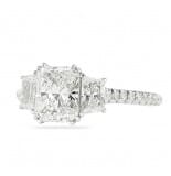 1.52 Carat Radiant Cut Diamond Three-Stone Engagement Ring With Pave